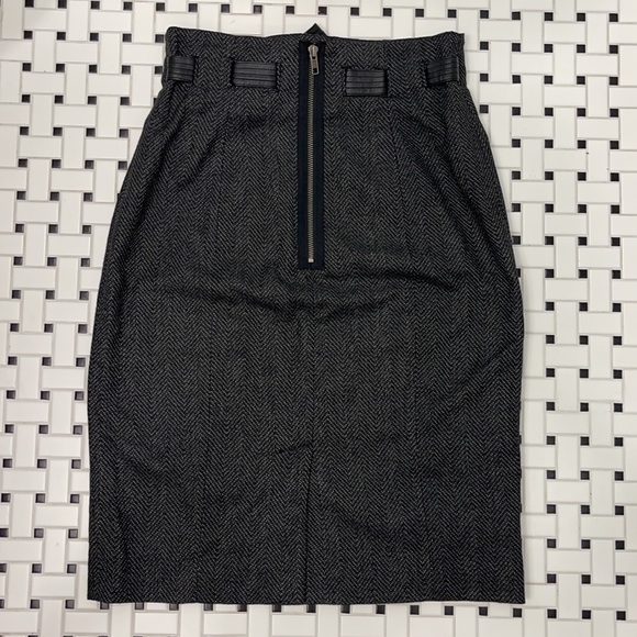 Halogen Tweed Pencil Skirt with Leather bow - Picture 2 of 12